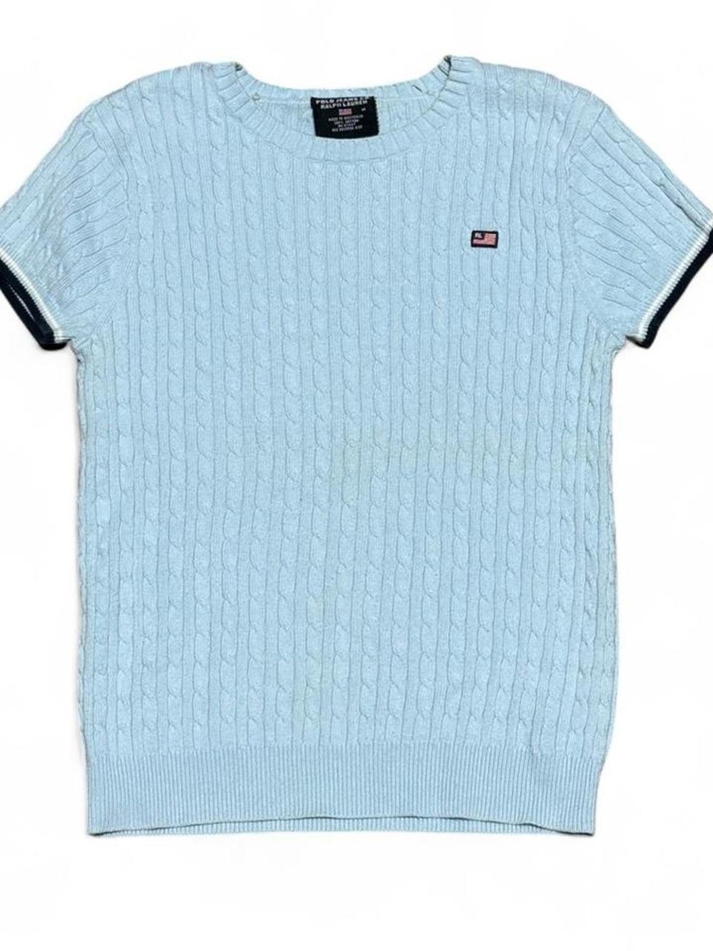 Vintage Polo Jeans Co Ralph Lauren Cable Knit Baby Blue Sweater Top M